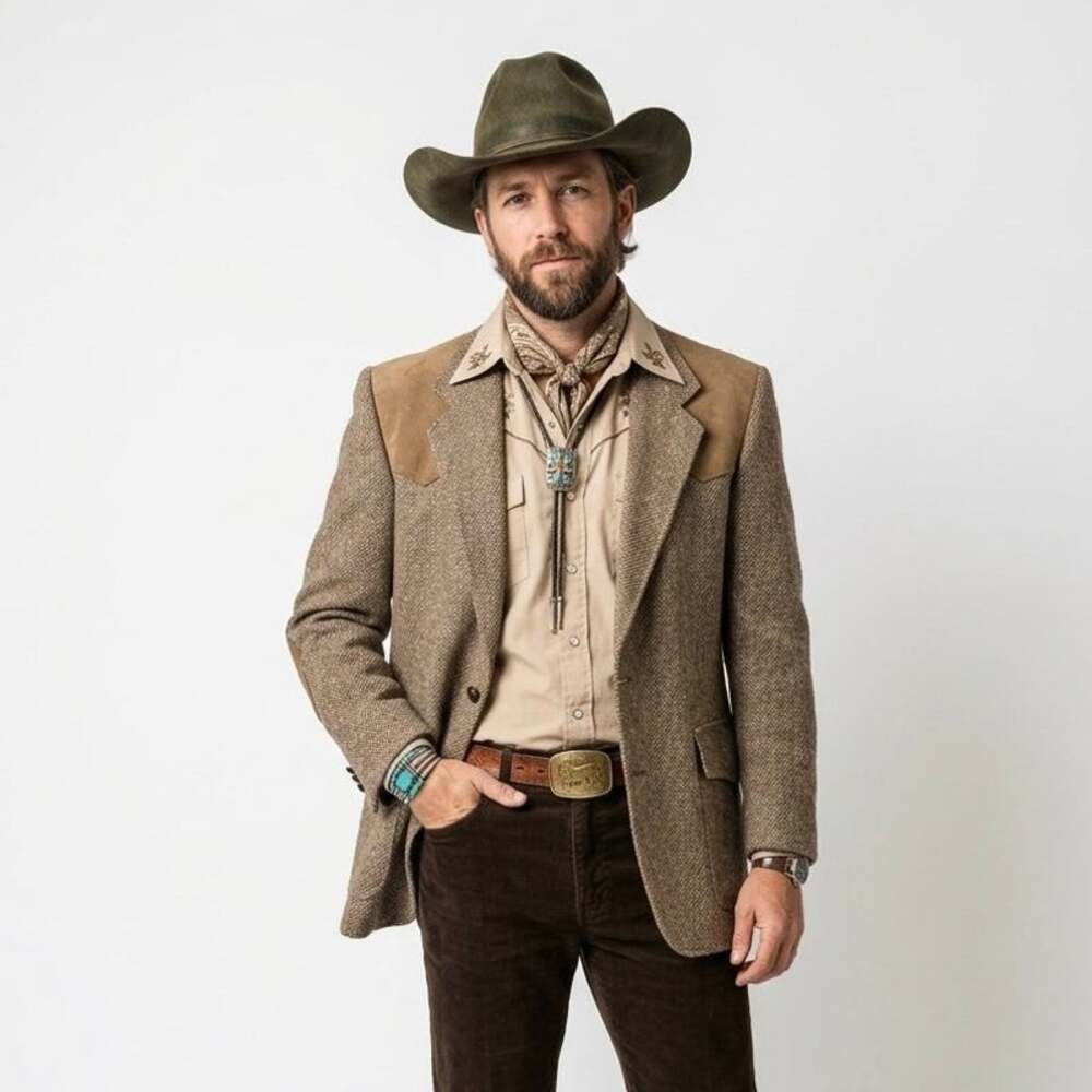 VINTAGE USA PENDLETON Men's 40 Wool Tweed Suit Jacket Sports Coat Elbow Patches